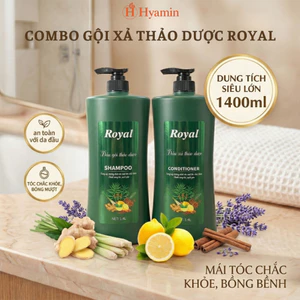 Bộ Dầu Gội Xả Thảo Dược Royal Gừng Sả Chanh Giảm Gãy Rụng Mềm Mượt Tóc 1400ml