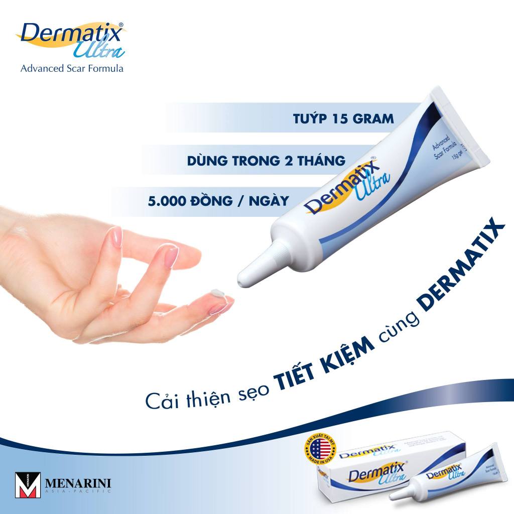 [CHÍNH HÃNG USA] Gel Dermatix Ultra 15g - Dematix Gel giảm sẹo lồi, phẫu thuật sẹo sau sinh