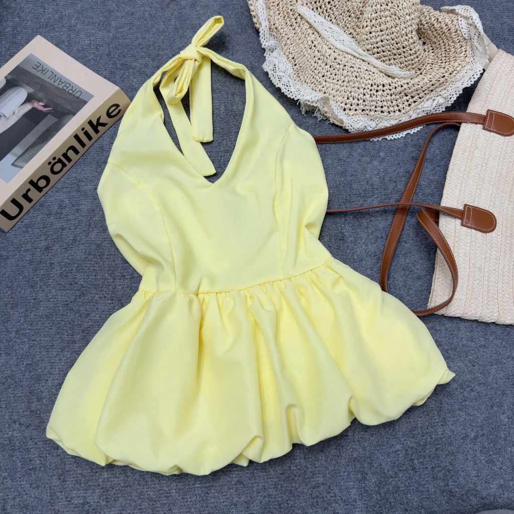 Áo Bigsize Nữ Cổ Yếm Chấm Bi  – Babydoll Nhún Eo Che Bụng, Tôn Dáng, Vải Lụa Mềm Mát 55–92kg A193