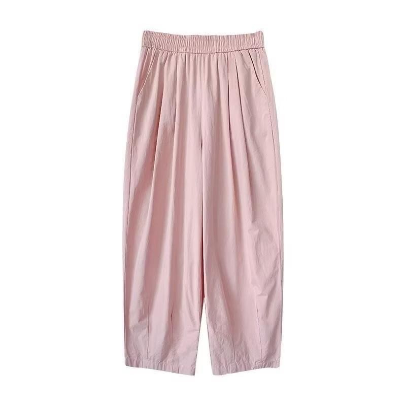 Quần Baggy Dáng Lửng Đũi Vân Mây Mềm Mát Cạp Chun Lưng Cao - Q368 TT