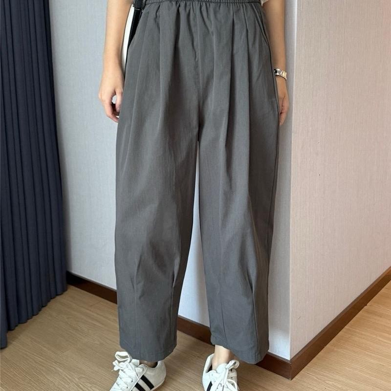 Quần Baggy Dáng Lửng Đũi Vân Mây Mềm Mát Cạp Chun Lưng Cao - Q368 TT