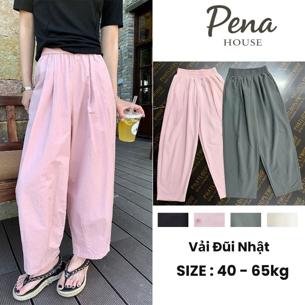 Quần Baggy Dáng Lửng Đũi Vân Mây Mềm Mát Cạp Chun Lưng Cao - Q368 TT
