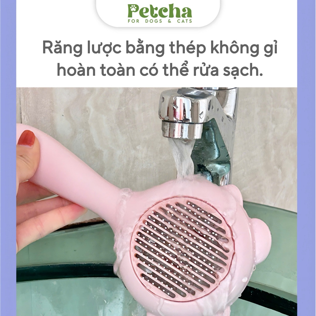 Lược Chải Lông Thú Cưng Hình Mèo Dễ Thương PETCHA | Dụng Cụ Gỡ Rối Lông Chó Mèo, Giảm Rụng Lông, Massage Da Nhẹ Nhàng