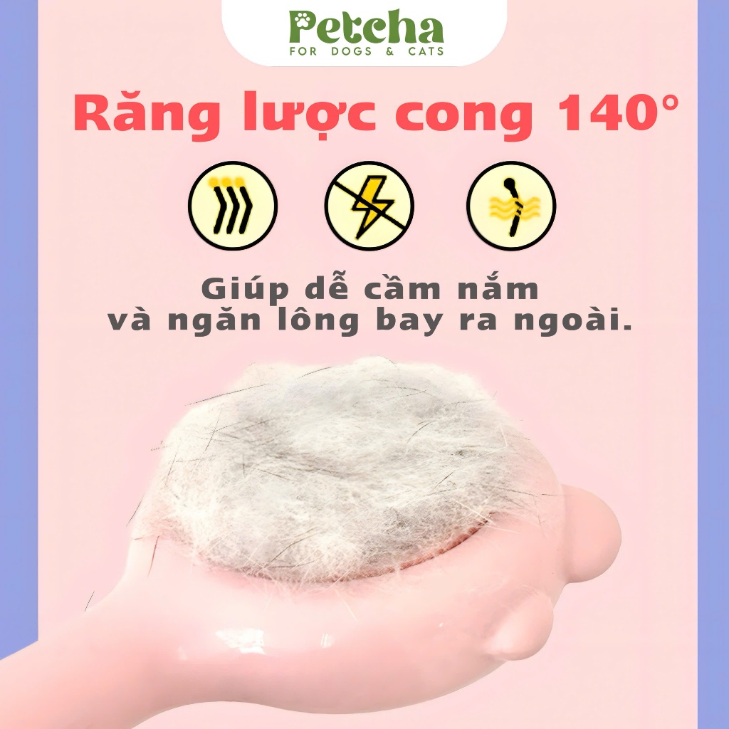 Lược Chải Lông Thú Cưng Hình Mèo Dễ Thương PETCHA | Dụng Cụ Gỡ Rối Lông Chó Mèo, Giảm Rụng Lông, Massage Da Nhẹ Nhàng