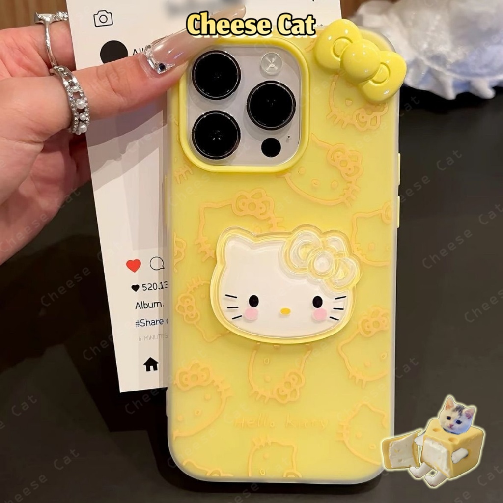Kitty màu xanh vàng đường nét đơn giản màu hồng Ốp điện thoại cho iPhone 14 15 16 13 12 11 17 Pro Max Xs Max XR