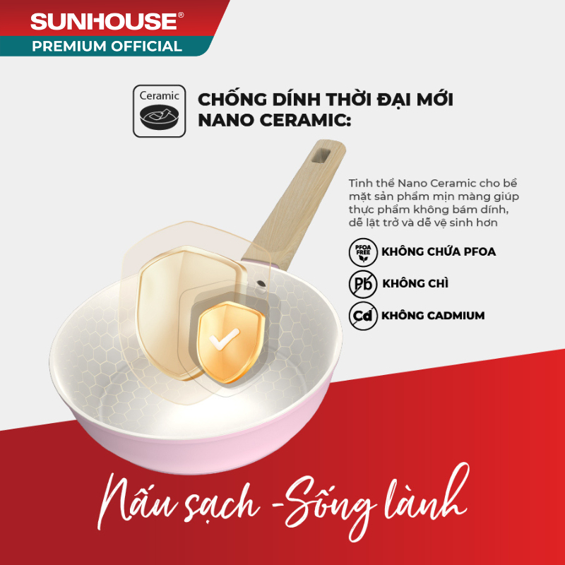 Bộ nồi phủ sứ Nano đáy từ Sunhouse Healthy SHG7979MPx