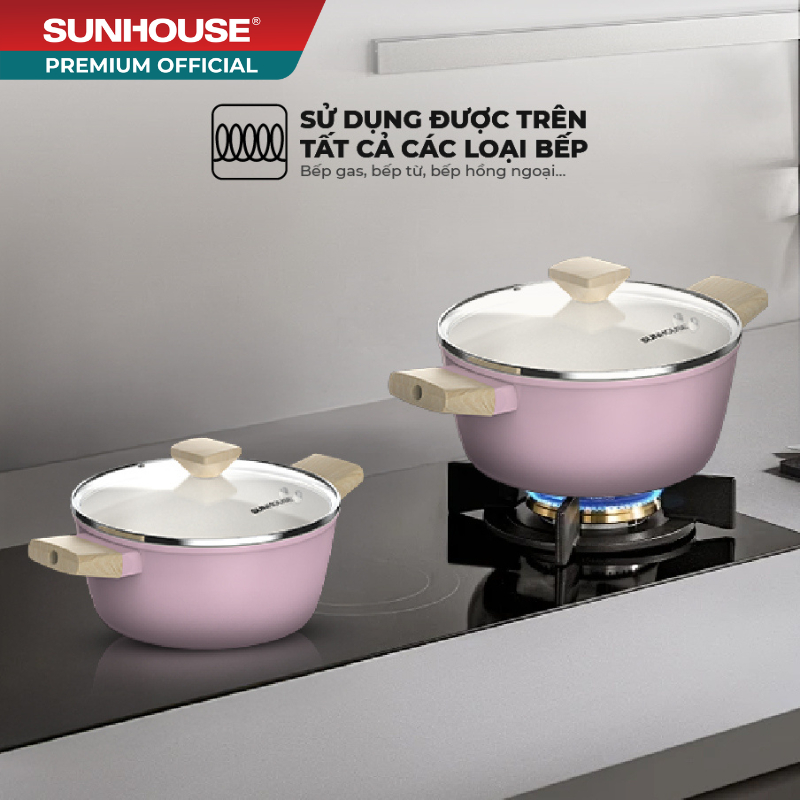 Bộ nồi phủ sứ Nano đáy từ Sunhouse Healthy SHG7979MPx