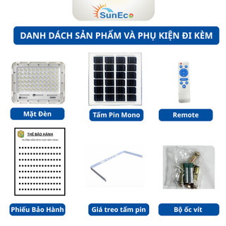 Đèn Năng Lượng Mặt Trời Suneco 240 LED - Đèn Pha Chống Chói Mắt, Có Remote Điều Khiển Từ Xa Thông Minh (Bảo Hành 3 Năm)