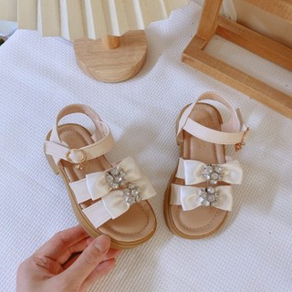 FORM TO Size 21-30 Dép Quai Hậu 2 Nơ Đính Đá 5 Cánh Quai Dán Da PU Cho Bé Gái Đi Chơi Đi Học K013