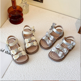 FORM TO Size 21-30 Dép Quai Hậu 2 Nơ Đính Đá 5 Cánh Quai Dán Da PU Cho Bé Gái Đi Chơi Đi Học K013