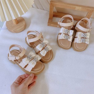 MỚI Form to Dép Quai Hậu 2 Nơ Ruy Băng Đế Êm CHo Bé Gái K013