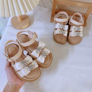 FORM TO Size 21-30 Dép Quai Hậu 2 Nơ Đính Đá 5 Cánh Quai Dán Da PU Cho Bé Gái Đi Chơi Đi Học K013
