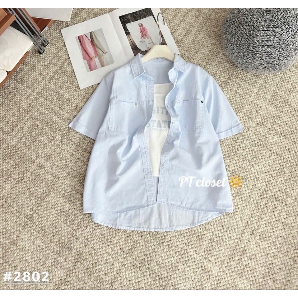 [𝑯𝒂 𝑨𝒏𝒉] Set Áo Sơ Mi Cộc Tăm Tang 2 Túi Ngực QCL1