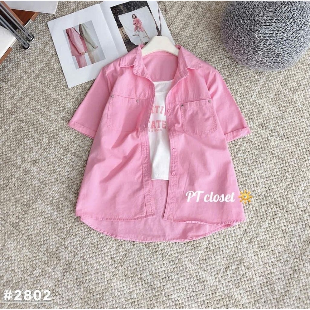 [𝑯𝒂 𝑨𝒏𝒉] Set Áo Sơ Mi Cộc Tăm Tang 2 Túi Ngực QCL1