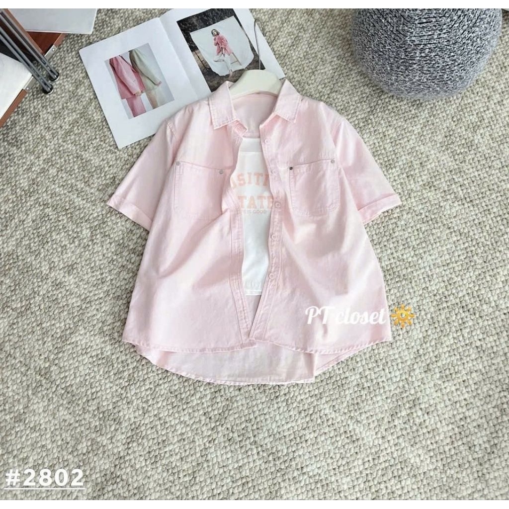 [𝑯𝒂 𝑨𝒏𝒉] Set Áo Sơ Mi Cộc Tăm Tang 2 Túi Ngực QCL1