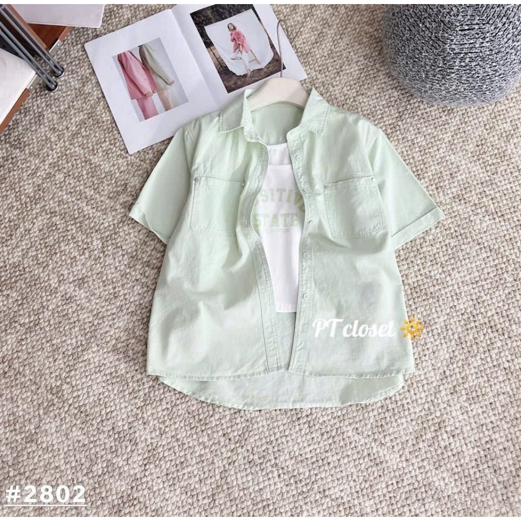 [𝑯𝒂 𝑨𝒏𝒉] Set Áo Sơ Mi Cộc Tăm Tang 2 Túi Ngực QCL1