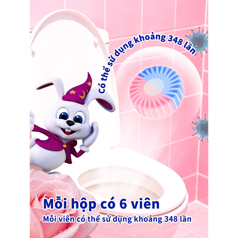 Combo Viên thả bồn cầu Rabito  Khử mùi và ức chế vi khuẩn, 2IN1 loại bỏ vết bẩn và khử mùi hôi hương 6 viên nang mỗi hộp