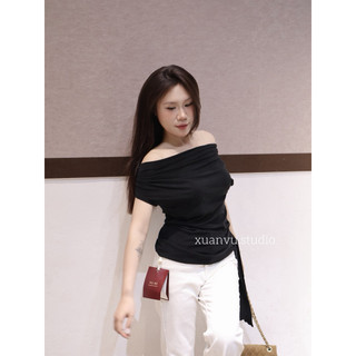 𝐏𝐡𝐢𝐞𝐧 𝐖𝐆𝐖𝐄 | (Sẵn) w8833 Áo Thun Nhún Eo Trễ Vai Dây 1 Bên