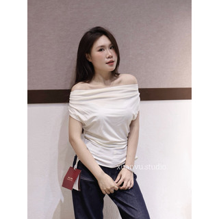 𝐏𝐡𝐢𝐞𝐧 𝐖𝐆𝐖𝐄 | (Sẵn) w8833 Áo Thun Nhún Eo Trễ Vai Dây 1 Bên