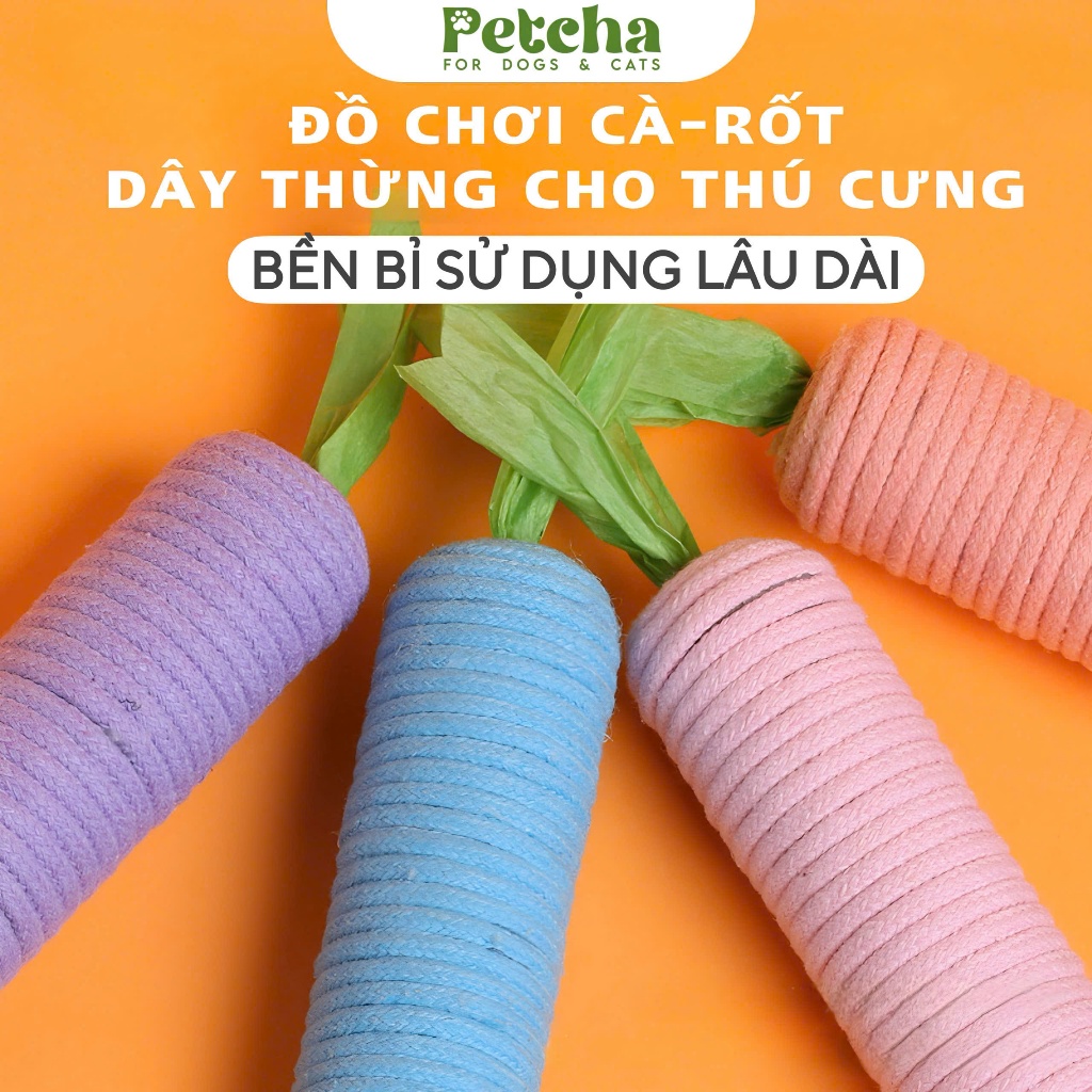 Đồ chơi dây thừng hình cà rốt | PETCHA cho chó mèo – gặm nhai an toàn, vệ sinh răng miệng, giảm buồn chán