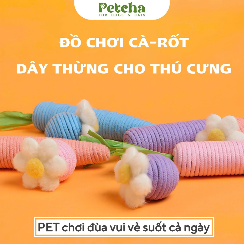 Đồ chơi dây thừng hình cà rốt | PETCHA cho chó mèo – gặm nhai an toàn, vệ sinh răng miệng, giảm buồn chán