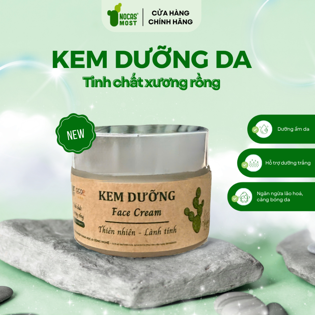 Kem dưỡng da thiên nhiên Nocas Most chiết xuất Xương rồng dưỡng ẩm da, giảm thâm nám, trắng da 50g
