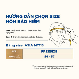 Nón Bảo Hiểm 3/4 Asia MT115 Có Kính Che Full Mặt, Nam Nữ Đi Xe Máy
