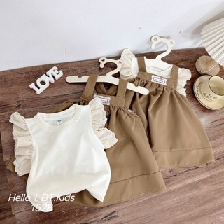 [MỞ BÁN + TẶNG ÁO] Set Váy Yếm Bé Gái chất thô mềm kèm áo cotton rời 6-29kg