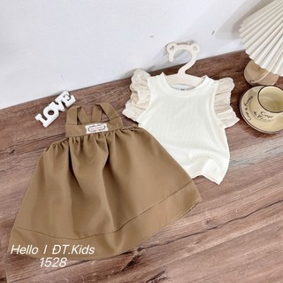 [MỞ BÁN + TẶNG ÁO] Set Váy Yếm Bé Gái chất thô mềm kèm áo cotton rời 6-29kg