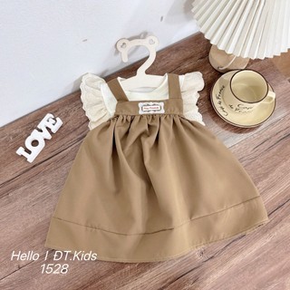 [MỞ BÁN + TẶNG ÁO] Set Váy Yếm Bé Gái chất thô mềm kèm áo cotton rời 6-29kg