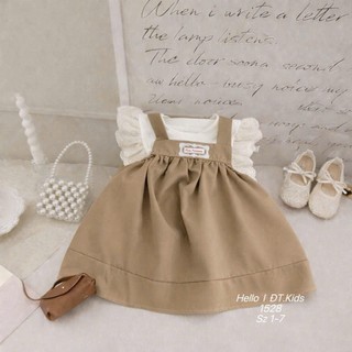 [MỞ BÁN + TẶNG ÁO] Set Váy Yếm Bé Gái chất thô mềm kèm áo cotton rời 6-29kg
