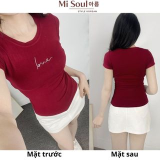Áo Thun Cotton Cổ Tròn Cộc Tay Babytee Form Ôm Thêu Chữ Love BigSize, Áo Cộc Tay Thêu Chữ 391