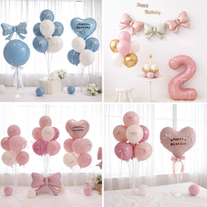 Set Bóng Bay Sinh Nhật Kèm Trụ Tone Hồng,Xanh - Combo Trang Trí Thôi Nôi, Đầy Tháng,Decor Tiệc SHD