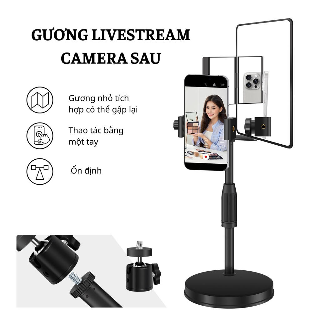 Gương Phản Chiếu Cam Sau Siêu Nét Góc Rộng Phù Hợp Mọi Điện Thoại Livestream Quay Video Review Sản Phẩm Chuyên Nghiệp