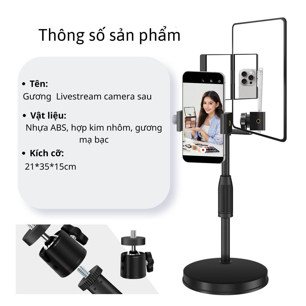 Gương Phản Chiếu Cam Sau Siêu Nét Góc Rộng Phù Hợp Mọi Điện Thoại Livestream Quay Video Review Sản Phẩm Chuyên Nghiệp