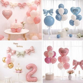 Set Bóng Bay Sinh Nhật Kèm Trụ Tone Hồng Xanh – Combo Decor Trang Trí Thôi Nôi, Đầy Tháng, TiệcParty
