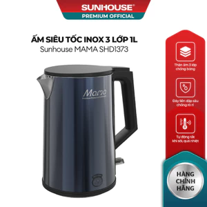 Ấm siêu tốc Inox 3 lớp 1L Sunhouse Mama SHD1373 - Thân ấm 3 lớp cách nhiệt, lòng ấm inox 304 an toàn