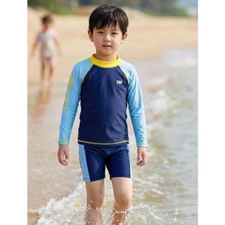 Đồ bơi bé trai tay dài set bơi trẻ em chống nắng co giãn nhanh khô đi bơi biển ao hồ sông suối kín đáo