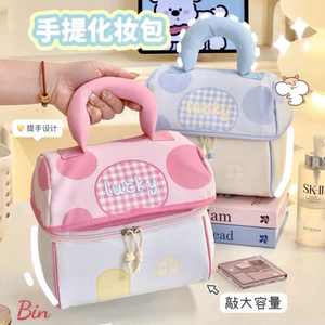 Túi đựng mỹ phẩm lucky khoá kéo chắc chắn có quai xách