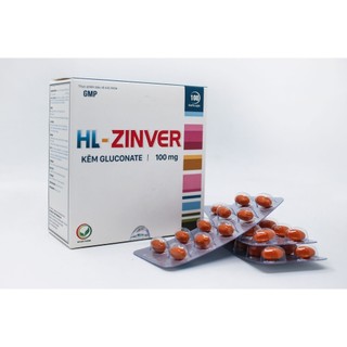 Kẽm HL-ZINVER 100mg Zinc Gluconate Hộp 100 Viên – Tăng Đề Kháng, Giảm Mụn, Bổ Sung Kẽm Cho Da