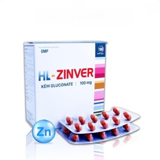 Kẽm HL-ZINVER 100mg Zinc Gluconate Hộp 100 Viên – Tăng Đề Kháng, Giảm Mụn, Bổ Sung Kẽm Cho Da