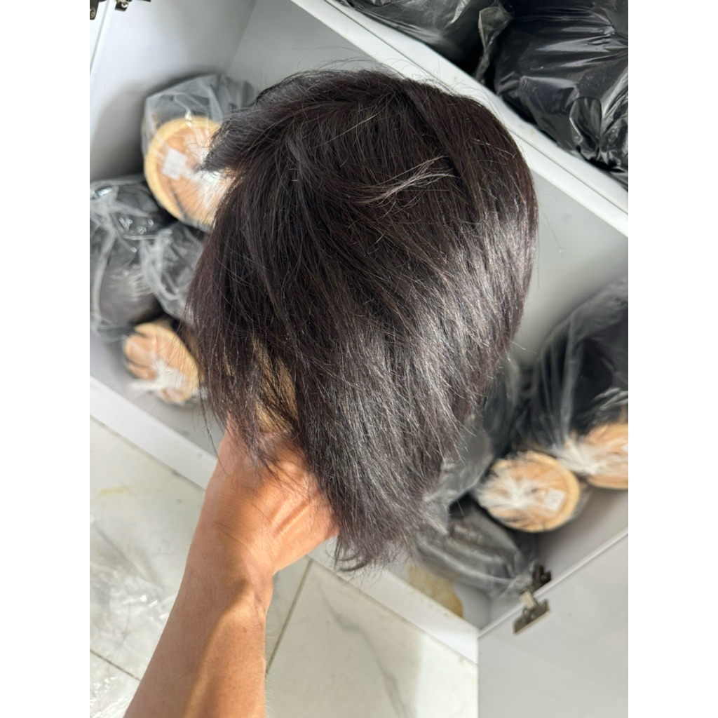 canh nam tóc thật 100% uốn tẩy nhuộm làm hoá chất cắt hình khối