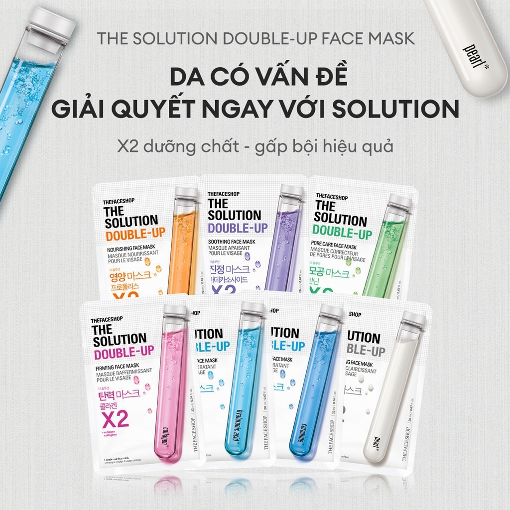 Mặt Nạ Dưỡng Da Khỏe Khoắn THE FACE SHOP The Solution Double-Up 22Ml (nhiều loại)