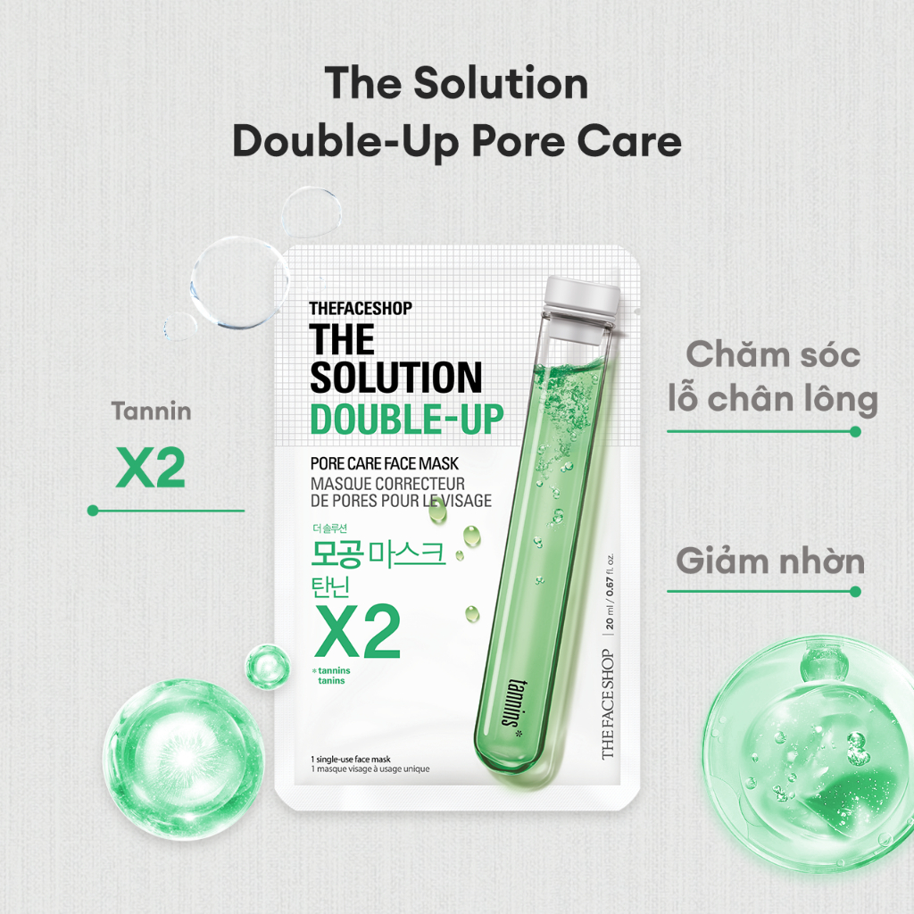 Mặt Nạ Dưỡng Da Khỏe Khoắn THE FACE SHOP The Solution Double-Up 22Ml (nhiều loại)