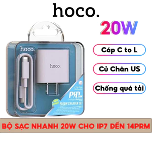 Bộ Sạc Nhanh PD 20W Chính Hãng HOCO Cho IP 7-8-X-Xr-Xs-Xsm-11-12-13-14Pro-Plus-Promax-Không Nóng Máy