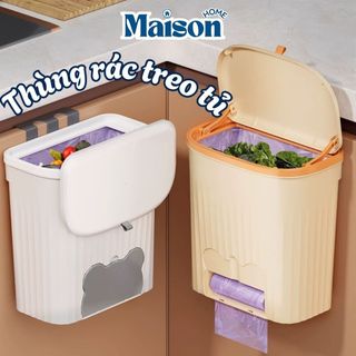 Thùng Rác Treo Tủ Bếp 12L MAISON, Không Cần Khoan, Nắp Lật Kín Chống Mùi, Dung Tích Lớn