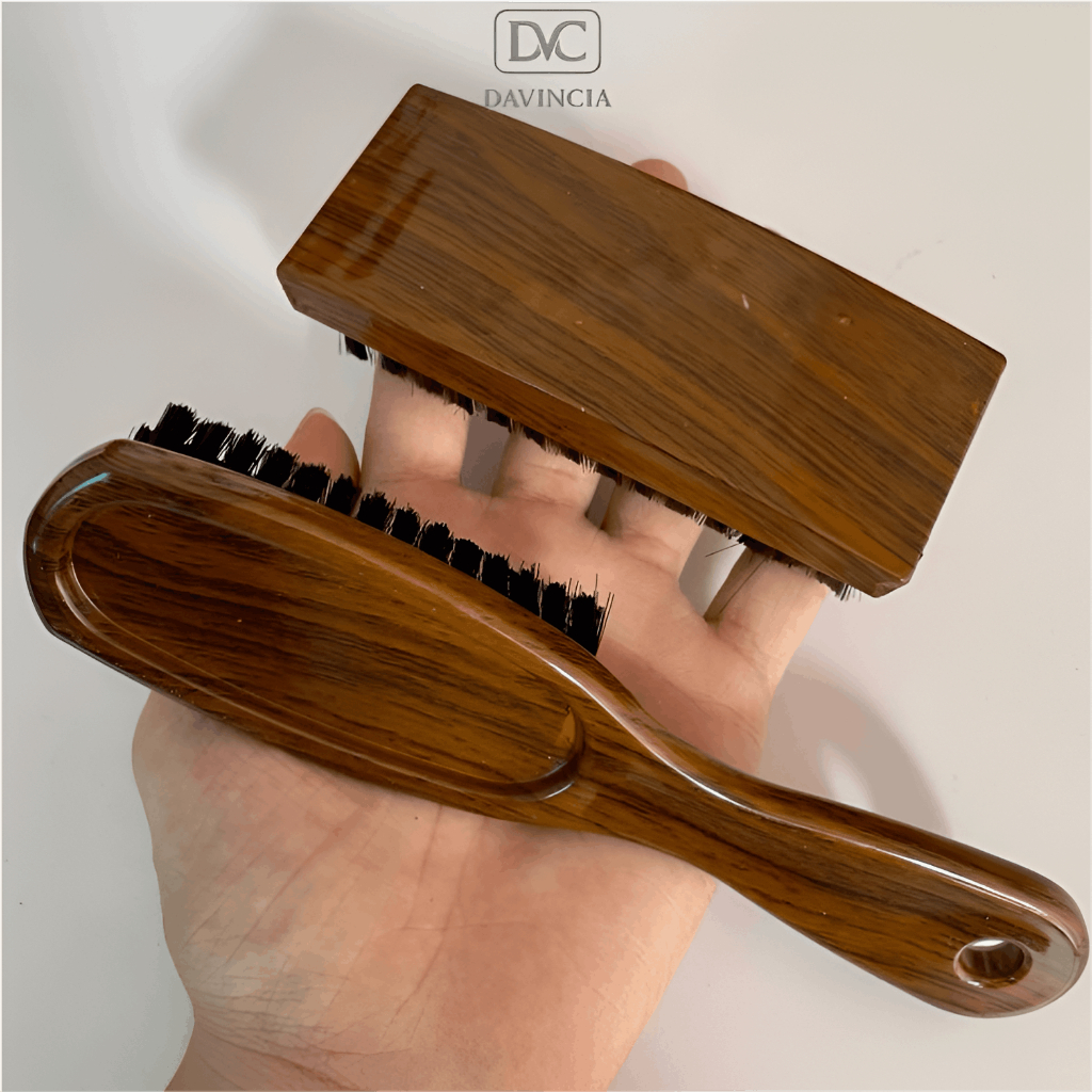 Bàn chải đánh giày lông mềm cao cấp DAVINCIA, dụng cụ vệ sinh đồ da kết hợp với xi đánh giày để đạt hiệu quả tối đa
