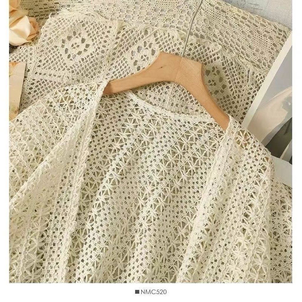 (order 7-15n) Áo Choàng Lưới Đi Biển Quảng Bông Phong Cách Trung Hoa❤️