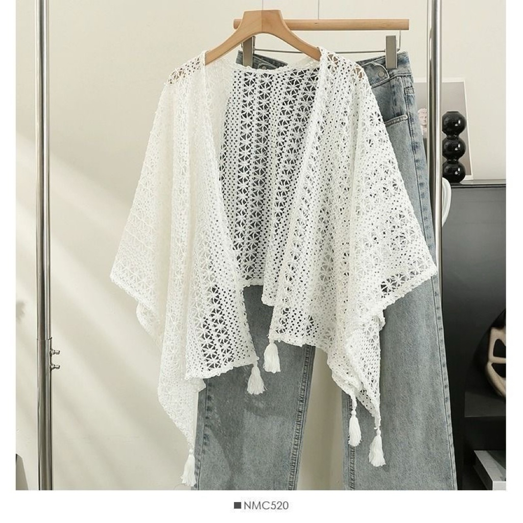 (order 7-15n) Áo Choàng Lưới Đi Biển Quảng Bông Phong Cách Trung Hoa❤️