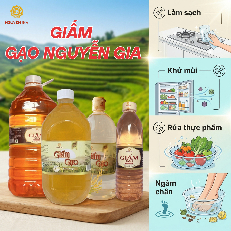 Giấm Gạo Nguyễn Gia đặc sản Hải Hậu lên men tự nhiên 500ml / 1L / 2L NGG002